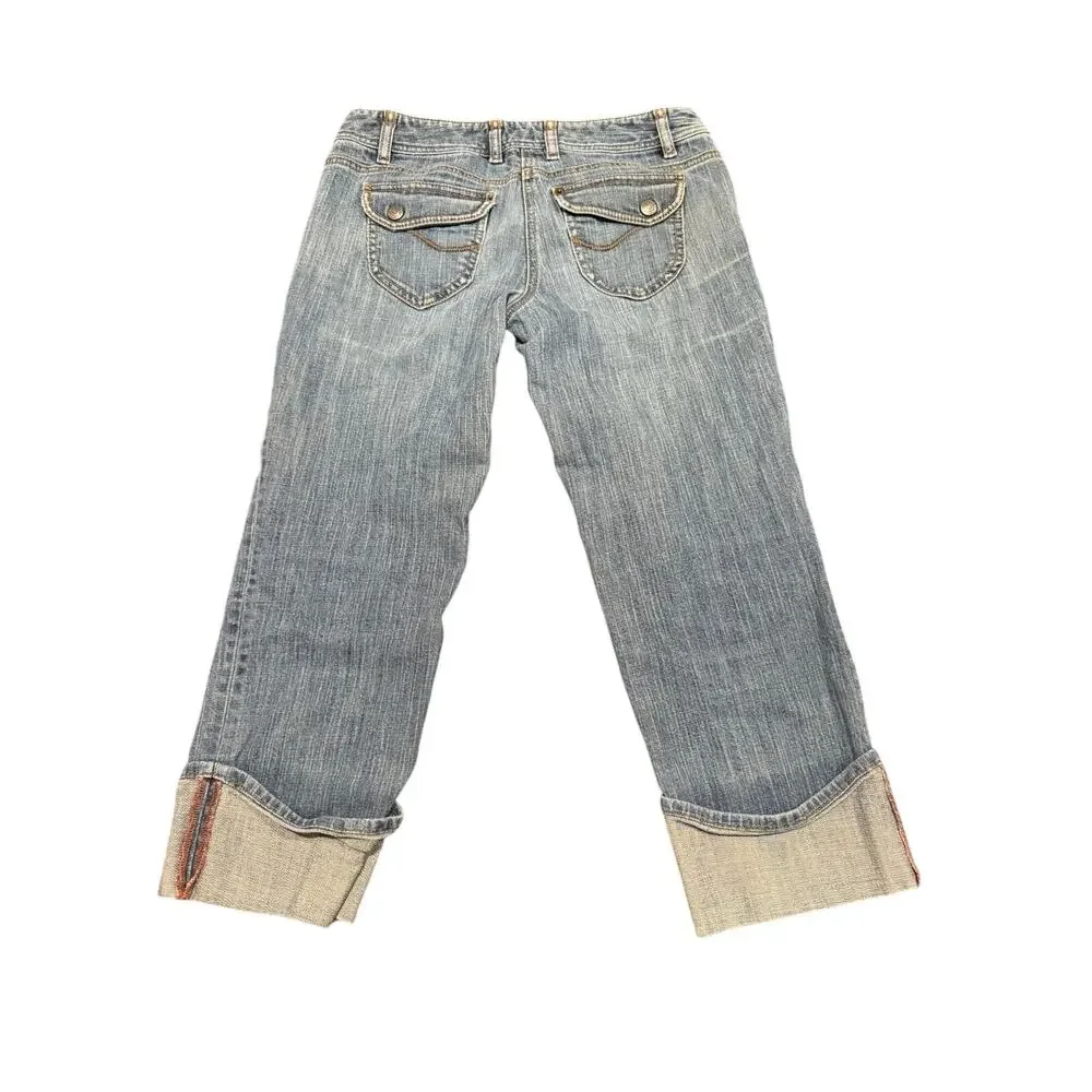 Ann Taylor Loft Marisa Blue Denim Cuffed Crop Capris Jeans Size 4